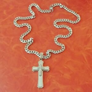 Titanium Cross Pendant Necklace Stainless Steel Chain 22inch Chain